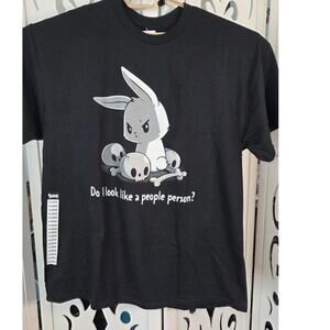 TeeTurtle Do I Look Like a People Person Bunny Skull Graphic T-Shirt XL NWT